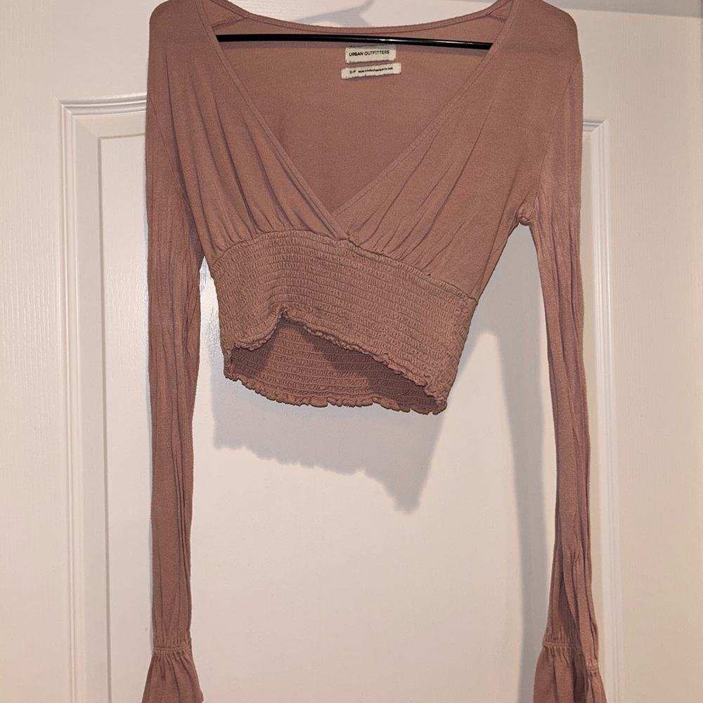 cute boho pink v neck crop top